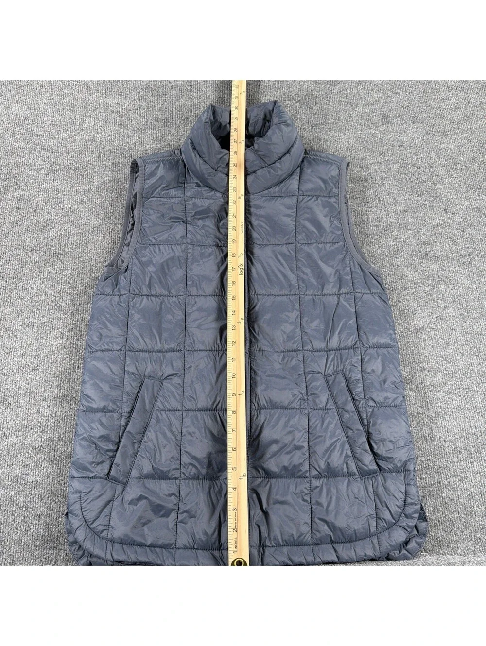 GAP Men's Upcycled Puffer Vest Navy Recycled Water Resistant EUC-XS Tall